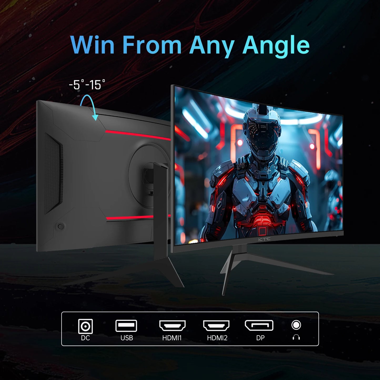 KTC 32 inch 240Hz Curved Gaming Monitor 1500R 1080P 125% sRGB 1ms, Freesync/G-sync HDR10,HDMI/DP/USB Ports VESA,Tilt Adjustable,