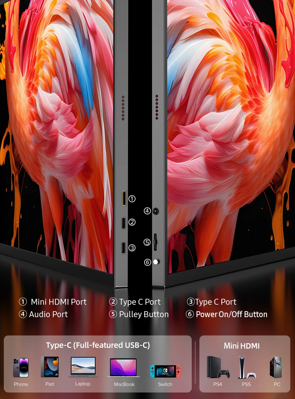 UPERFECT UGame 18 2K 144Hz Gaming Monitor 2560x1600 QHD 100% DCI-P3 Portable HDMI USB C Display For Laptop PC Mac Phone XBOX PS5