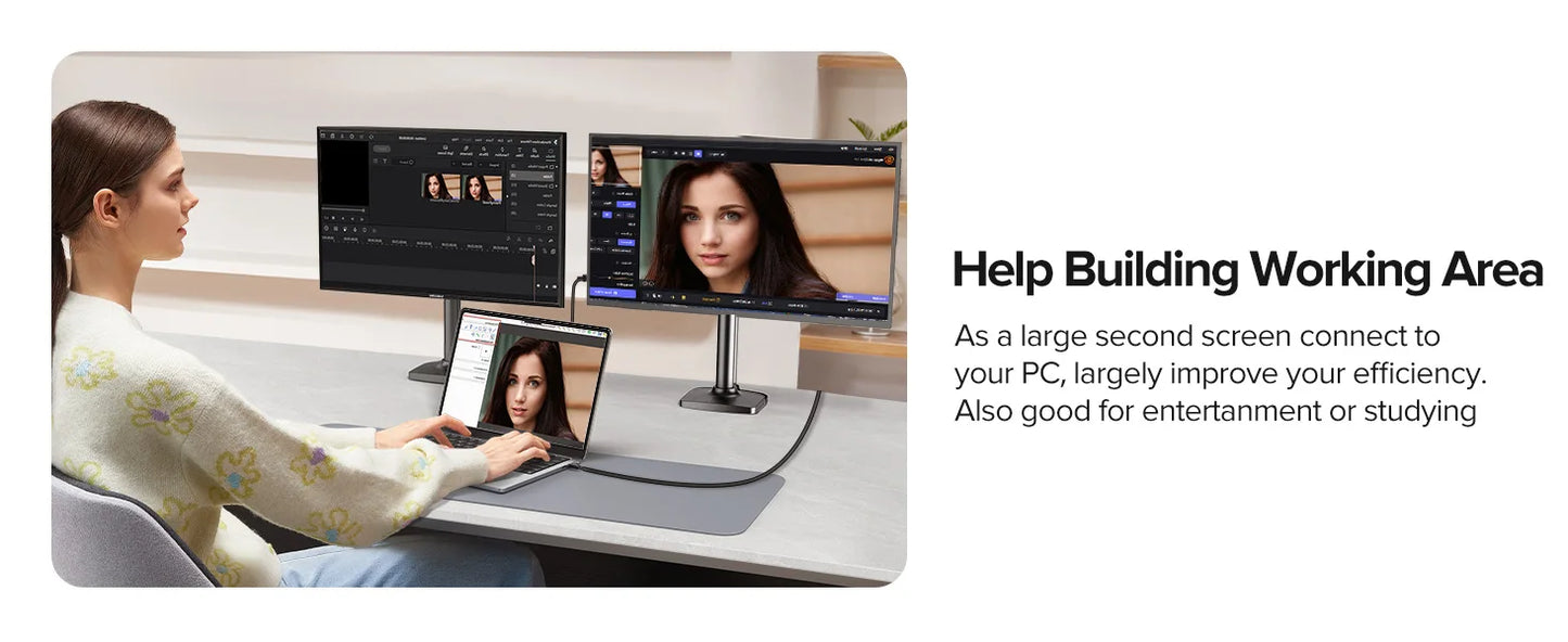 EVICIV 23.8" 120Hz Large Portable Monitor 1080P w/180° Adjustable Stand USB-C HDMI External Laptop Display for PS5/4 Desktop Mac