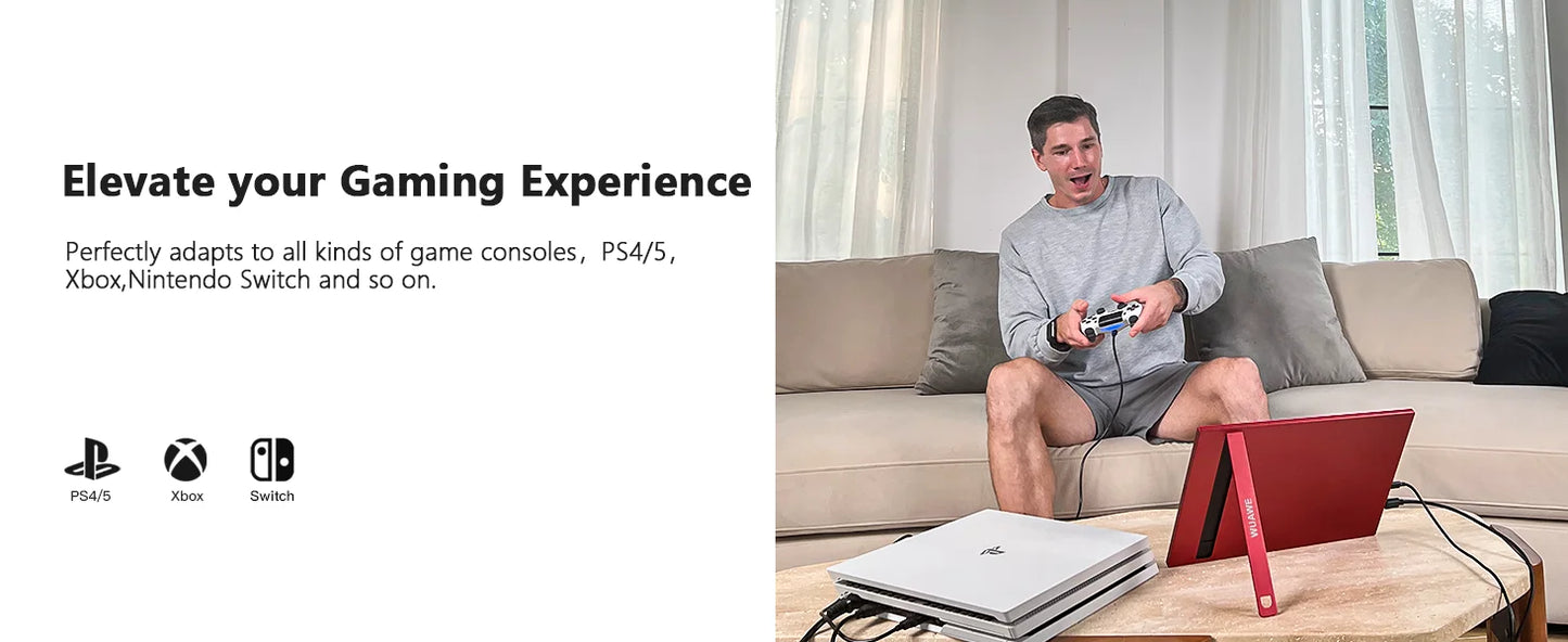 Christmas Gifts 16" 1200P 120Hz Portable Monitor, 16:10 100% sRGB Portable Gaming Monitor with Built-in Stand,HDR and Freensync,