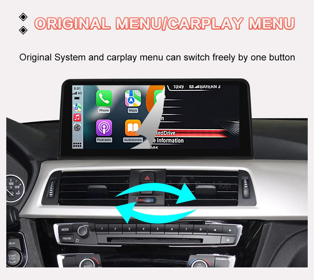 10.25'' 1920*720 Wireless Carplay Android Auto Multimedia Display For BMW 3 4 Series F30 F31 F32 F33 F34 F36 NBT Touch Screen
