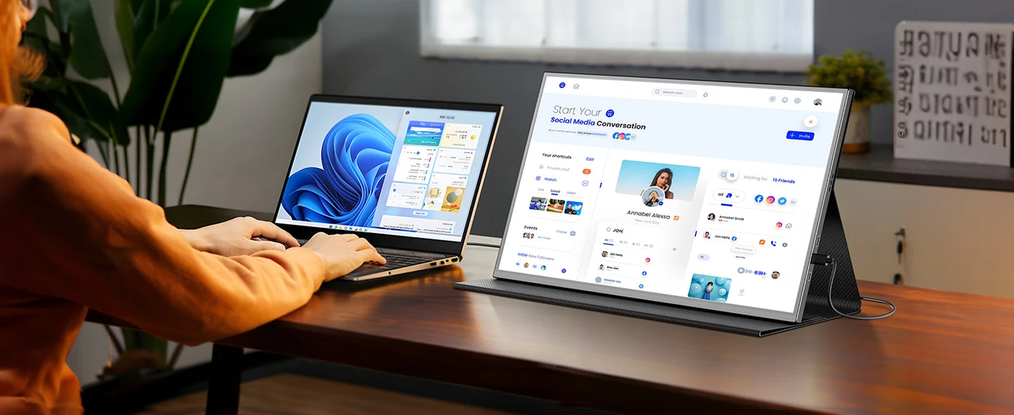 UPERFECT 18.5" TouchScreen Portable Monitor 120Hz 1MS Gaming Display 400Nits With FreeSync HDR VESA For Laptop Phone Xbox PS4/5