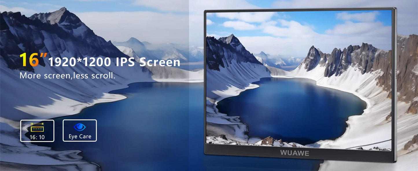 Christmas Gifts 16" 1200P 120Hz Portable Monitor, 16:10 100% sRGB Portable Gaming Monitor with Built-in Stand,HDR and Freensync,