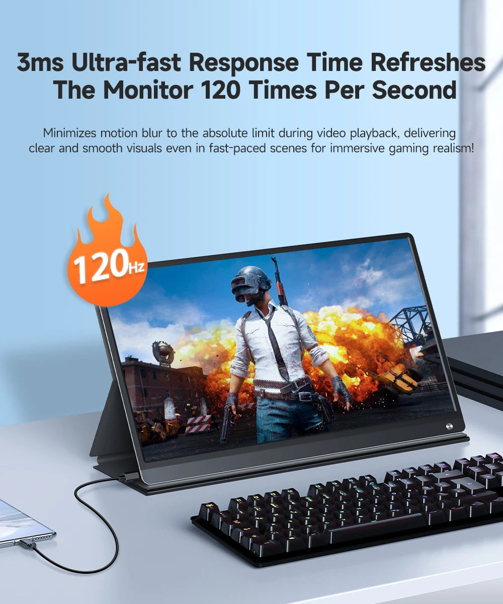 UPERFECT 15.6'' Portable Monitor IPS HDR FHD Matte Screen Eye Care With 10-Point Capacitive Touch 10800mAh Rechargeable Battery