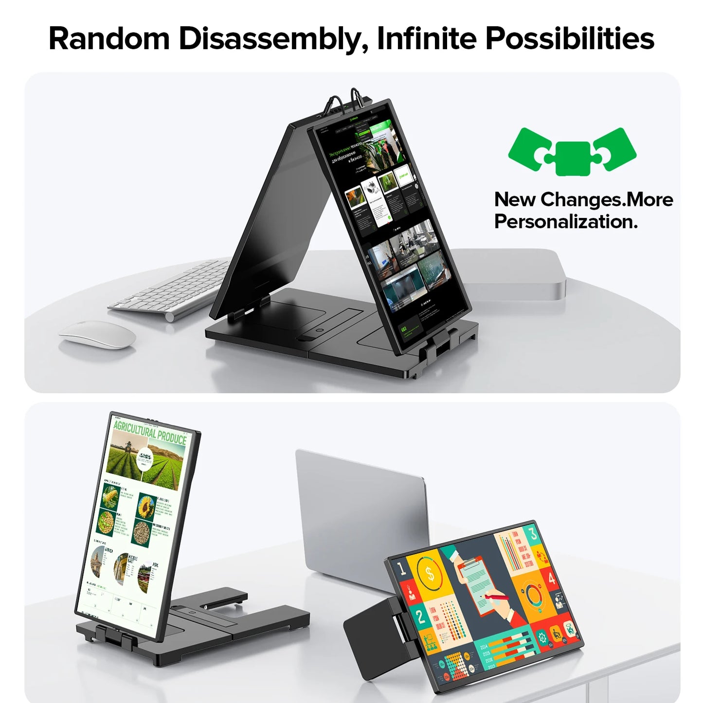 EVICIV 2K Laptop Screen Extender 14" QHD 1440P Portable Triple Monitor with 180° Automatic Rotation for Wins Mac Dex Chrome Work