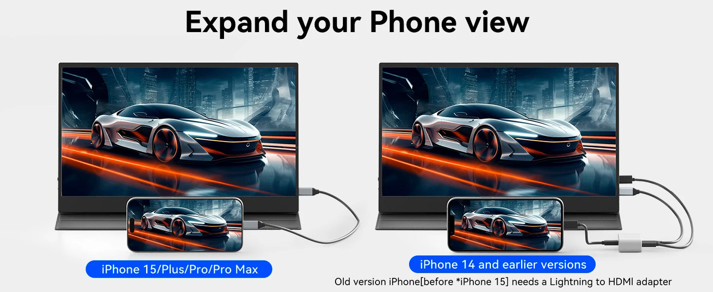 UPERFECT 16" 2K Portable Monitor 2560*1600 16:10 100%sRGB 500Cd/m² 120Hz Gaming Display For Xbox PS5 Switch Laptop Mac Phone