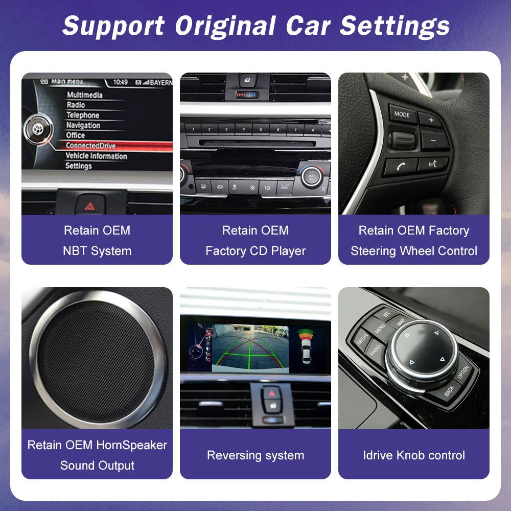 1920*720 Multimedia Touch Screen For BMW 1/2/3/4 Series F20/F21/F22/F30/F31 F33 F34 F36 Android Auto NBT System Wireless Carplay