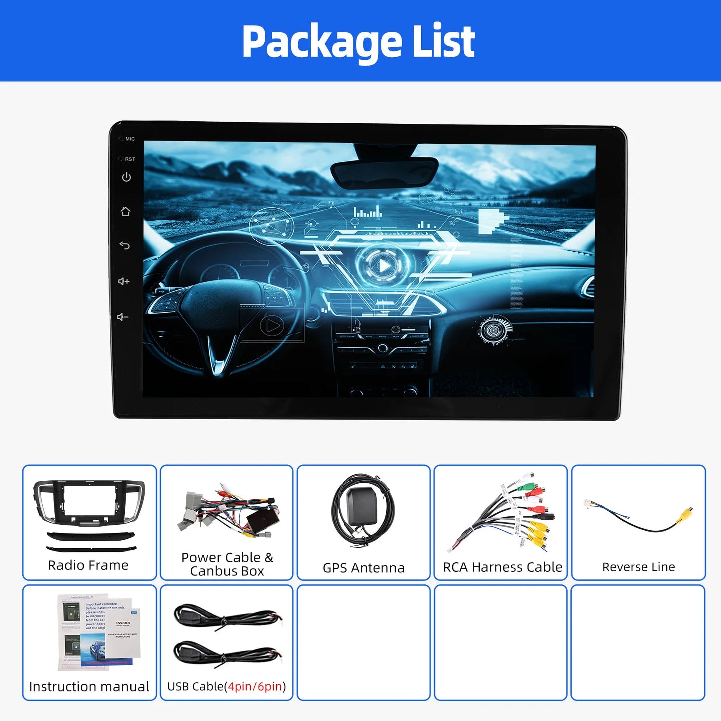 2+32G Apple Carplay For Honda Accord 2014-2017 Android 14 10" Car Stereo GPS Navigation Bluetooth FM/RDS Radio IPS Touch Screen