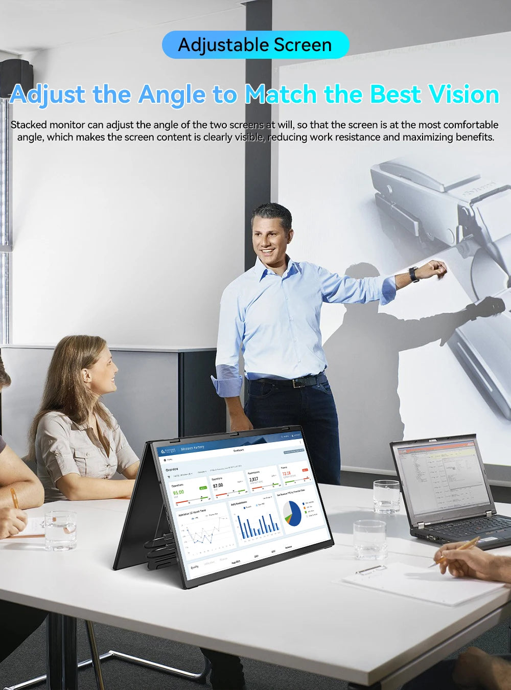 UPERFECT Triple Screen 15.6"/18.5“ Portable Foldable Monitor Dual Screen with Stand Extender 1080P FHD IPS for Laptop Windows