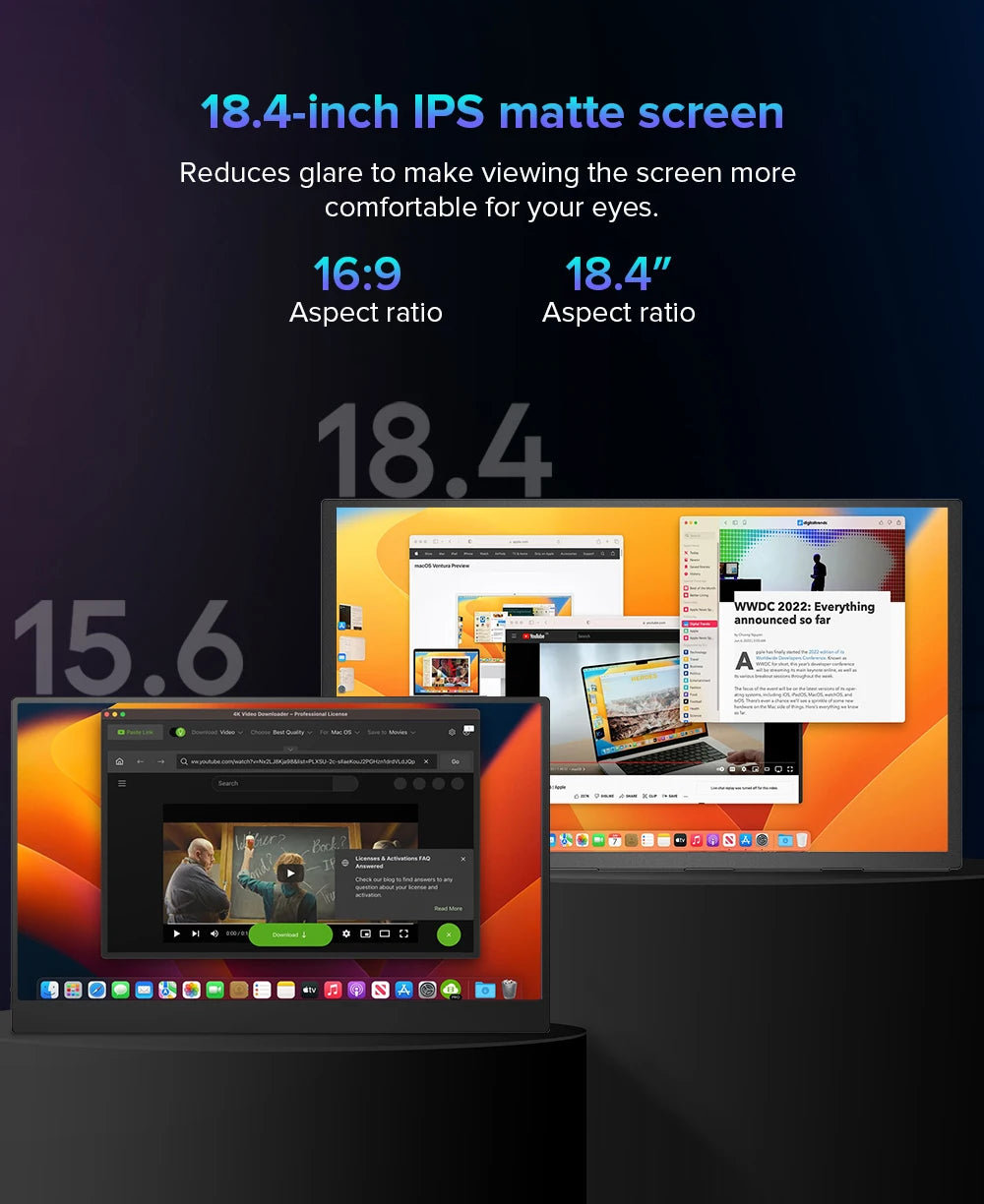 UPERFECT UXbox T118 4K 18 Inch Large Portable Gaming Monitor 3840*2160 100% sRGB  IPS HDR HDMI Display for Laptop Computer Phone