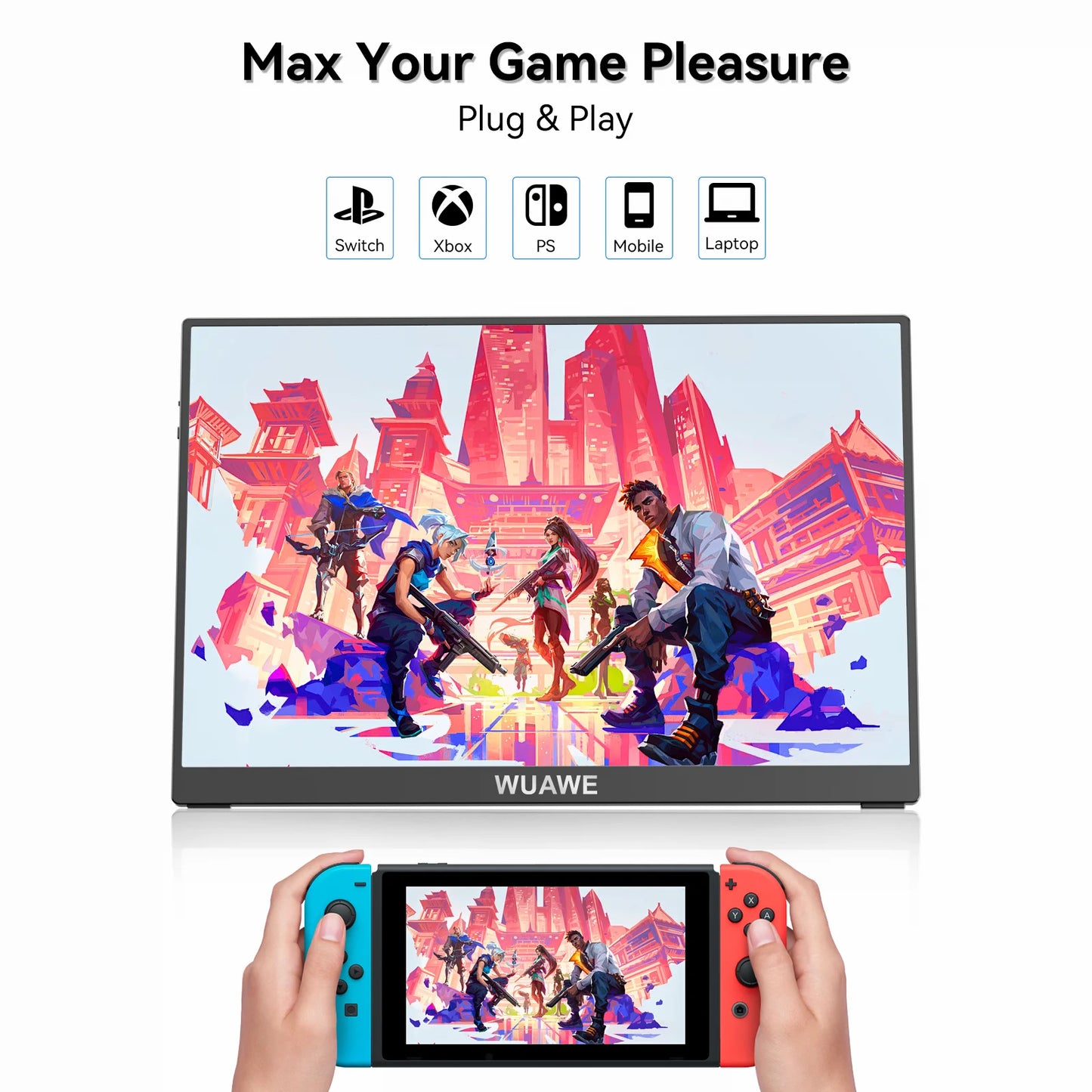 Highly Popular 15.6inch Portable Monitor 1920*1080 16:9 USB-C HDMI External Auxiliary Computer Monitor with Built-in Metal Stand