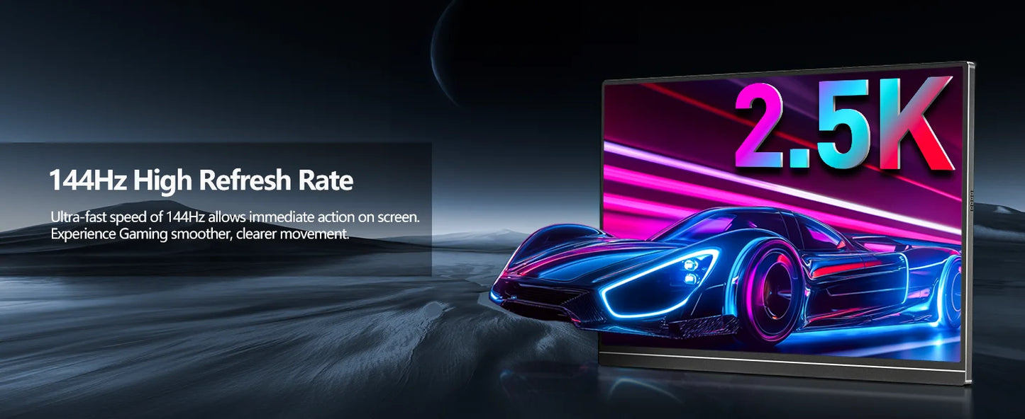16 inch 2.5K 144Hz Portable Gaming Monitor,2560x1600 100% sRGB HDR FreeSync ,Ultra Slim w/Kickstand , Blue Light External Screen