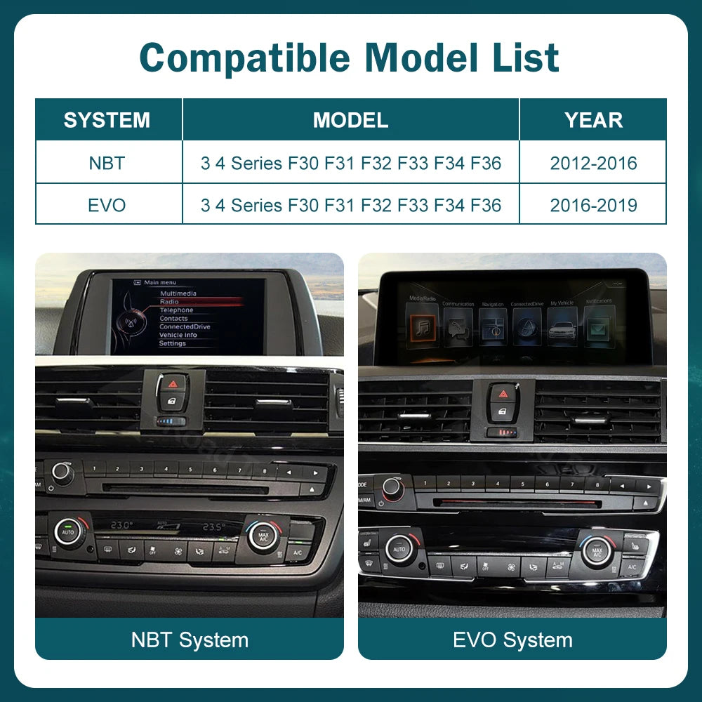 12.3 Wireless CarPlay Linux System Multimedia Display For BMW Series 3 4 F30 F31 F32 F33 F34 F36 2012-2018 Android Auto Airplay