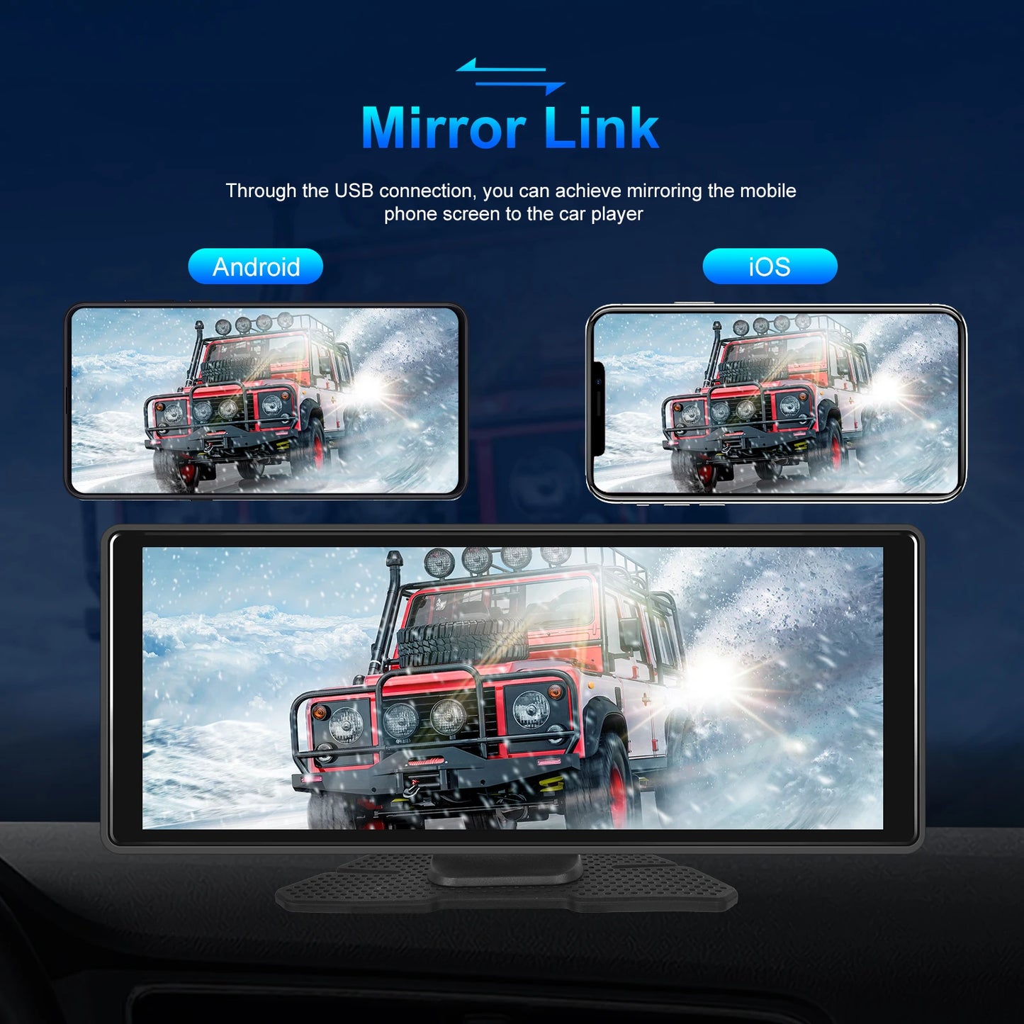 Podofo 4+64G Android 13 Car Monitor Wireless Carplay Android Auto 10.26'' Dashboard Dash Cam GPS WIFI Front Camera Smart Player