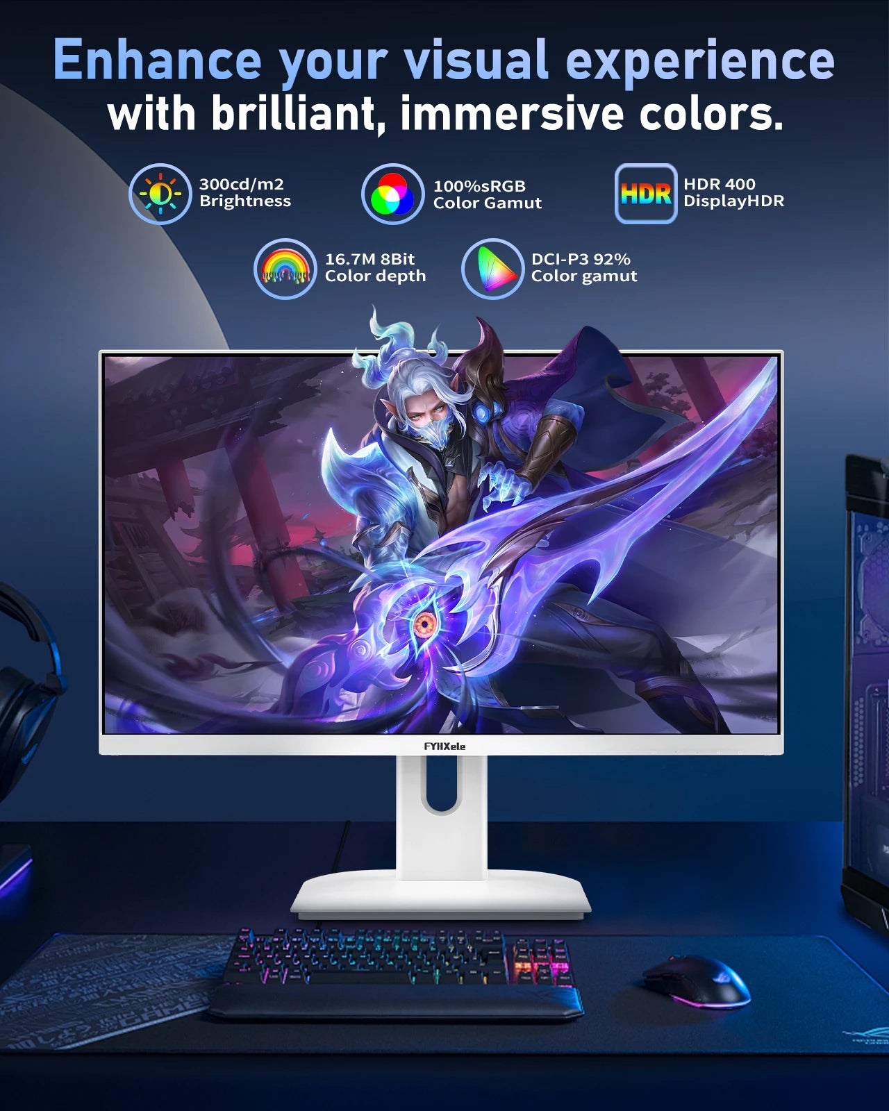 FYHXele 27 inch 180Hz IPS Gaming Monitor 1Ms Fast Response Speed 1920 * 1080 HDMI DP Ultrawide PC Support Vesa Wall Mount