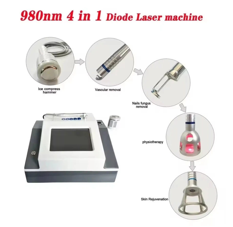 30 W 5in 1 Capillary Removal Machine Professional 980nm Diode Laser Blood Vessel Removal Pink Spider Vein Removal Salon