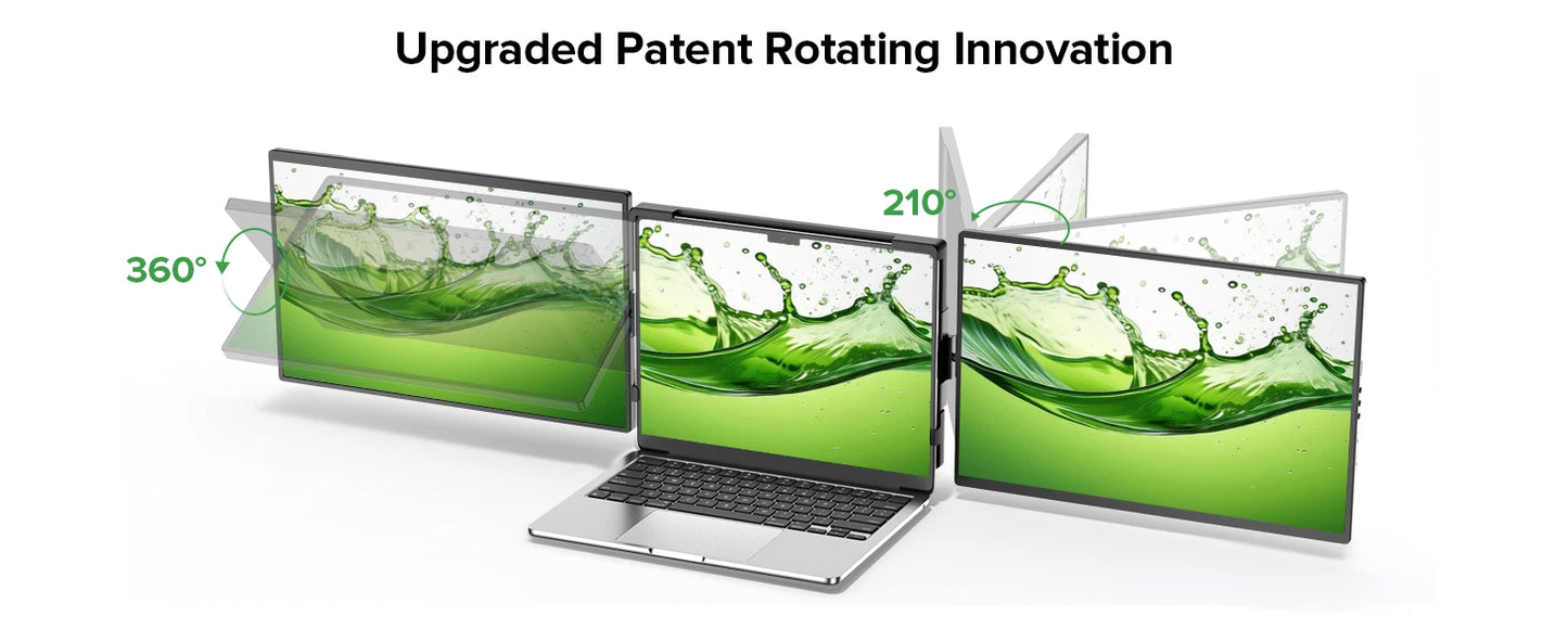 UPERFECT 14" 2K Triple Portable Monitor 2240x1400 QHD IPS Dual Display with Rotation Kickstand Laptop Screen Extender for MacOS