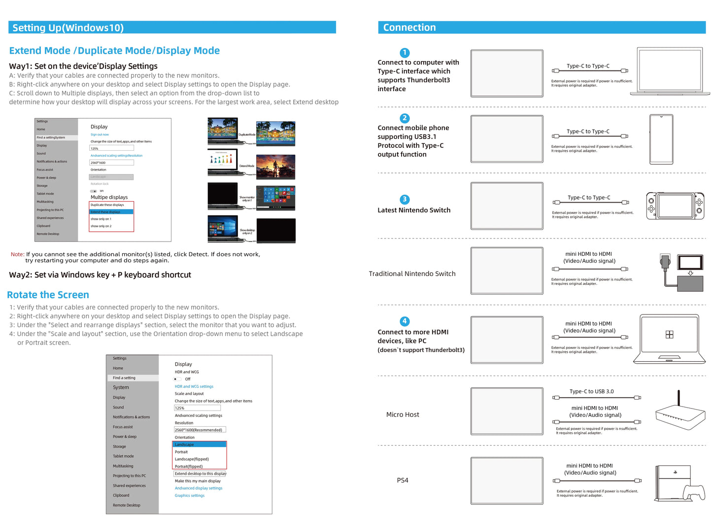 UPERFECT 16" 2K Portable Monitor 2560*1600 16:10 100%sRGB 500Cd/m² 120Hz Gaming Display For Xbox PS5 Switch Laptop Mac Phone