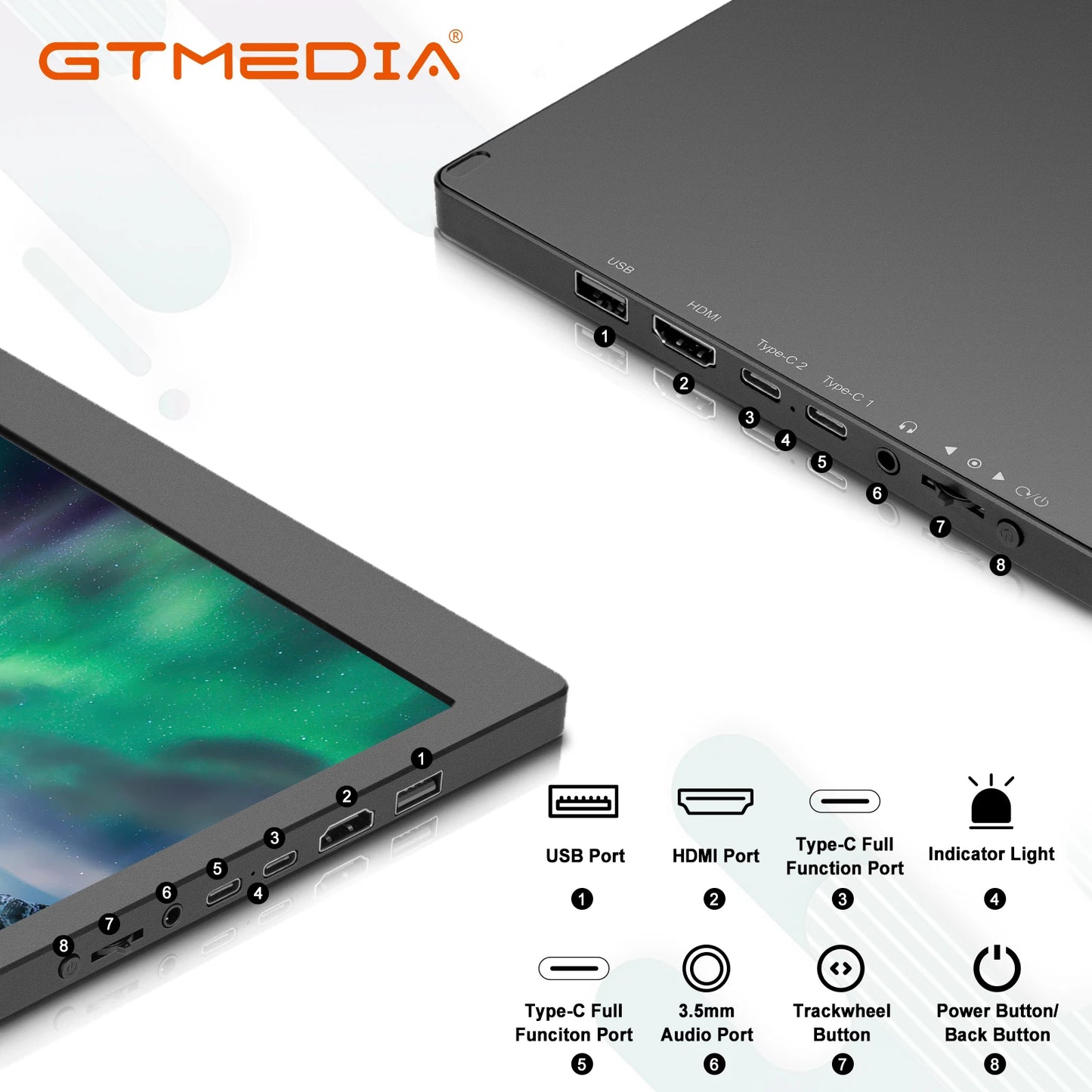 GTMEDIA Mate X 11.6 inch Portable Dual-screen Monitor 1920*1080 IPS FHD Screen Multi-system Compatible for 13.0-17.3in Laptop