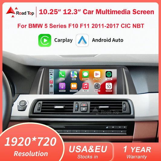 Wireless CarPlay Android Auto Car Radio Multimedia Player Linux Display Screen For BMW 5 Series F10 F11 2012-2017 CIC NBT