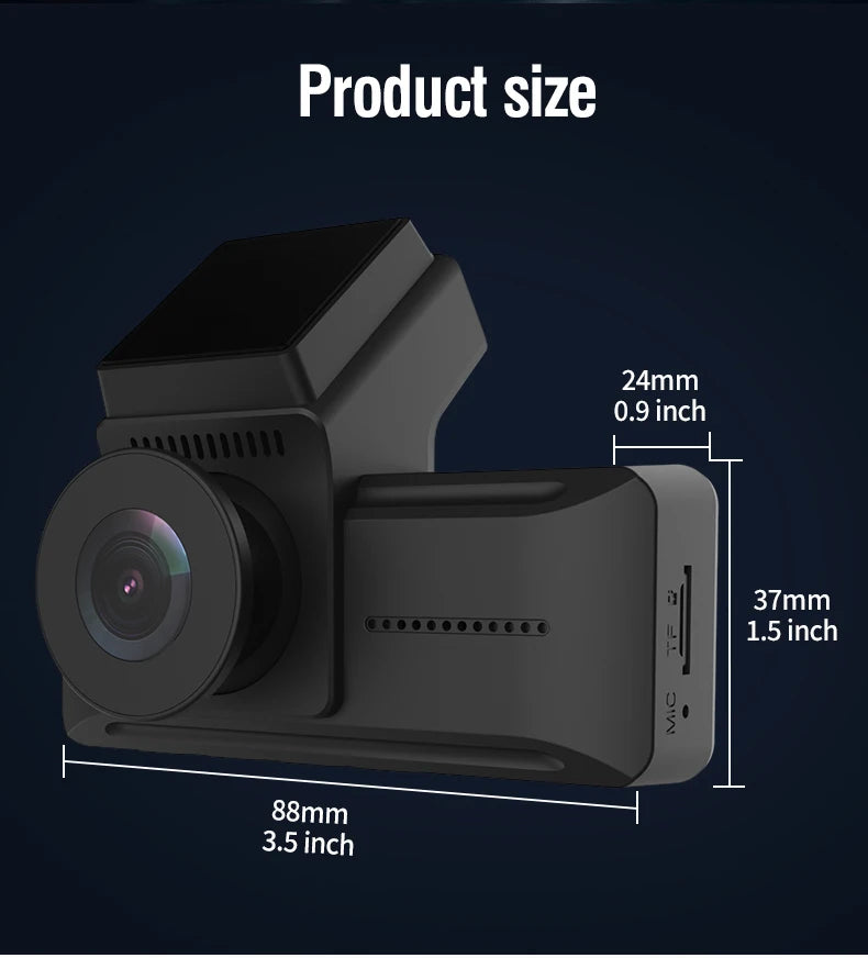 QOZ 4K WIFI Dash Cam Front Camera Dual Lens Dashcam Car DVR Video Recorder with GPS Night Vision 24H Parking for Car