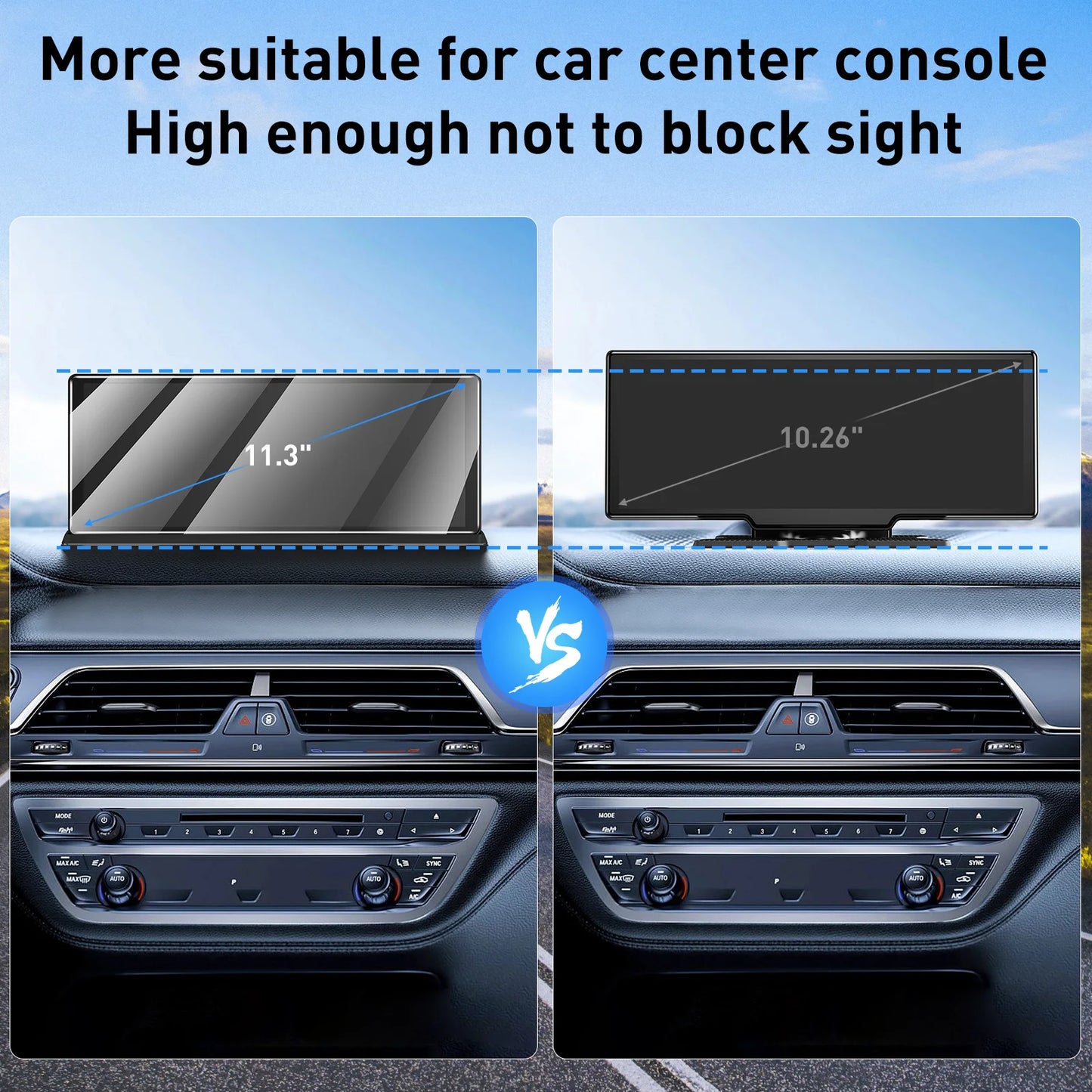 4K+1080P 11.3Inch Touch Dash Cam Car Stereo Wireless Apple Carplay Android Auto DVR GPS WIFI AUX BT FM  Dual-Lens Video Recorder
