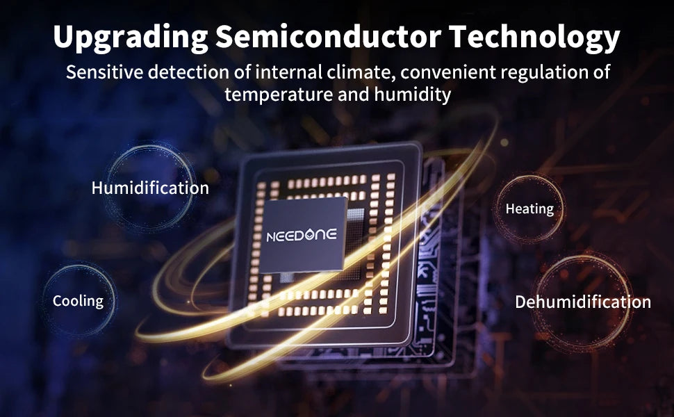 NEEDONE 48L Capacity Cigar Humidor with Heating & Cooling Temperature Control System Quiet Thermostatic Electric Cabinet Cooler