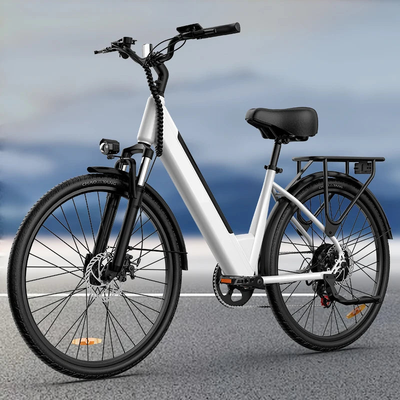 Peak 750W E26 Electric Bike 26x2" Commuter Tires 48V 10.4Ah Removable Battery 20MPH Speed 7-Speeds LCD Display