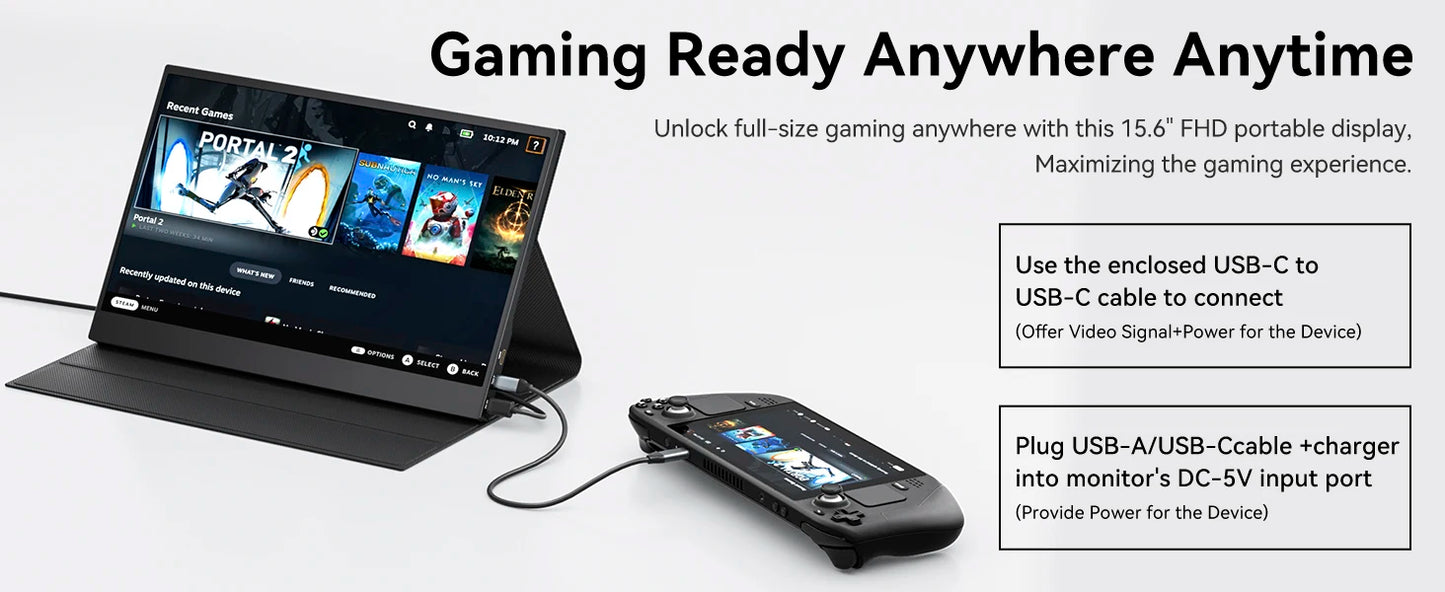 UPERFECT 16" 2K Portable Monitor 2560*1600 16:10 100%sRGB 500Cd/m² 120Hz Gaming Display For Xbox PS5 Switch Laptop Mac Phone