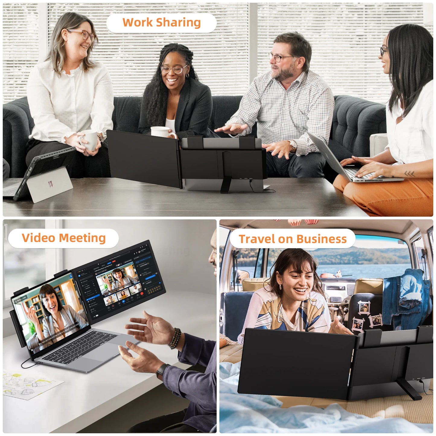 Amoudo 14 Inch Laptop Screen Extender 1920*1080P IPS Portable Monitor with USB-C HDMI Port for Windows Mac Switch PS5 Xbox