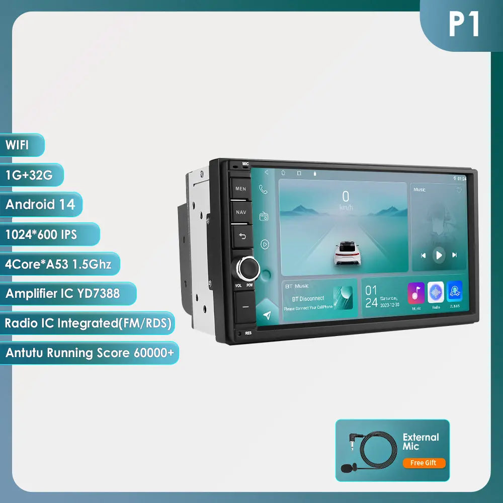 Latest Android 14 Octa Core 4G RAM 64G ROM DSP Universal Double 2 Din Car Radio Multimedia Player GPS Navigator Autoradio RDS FM