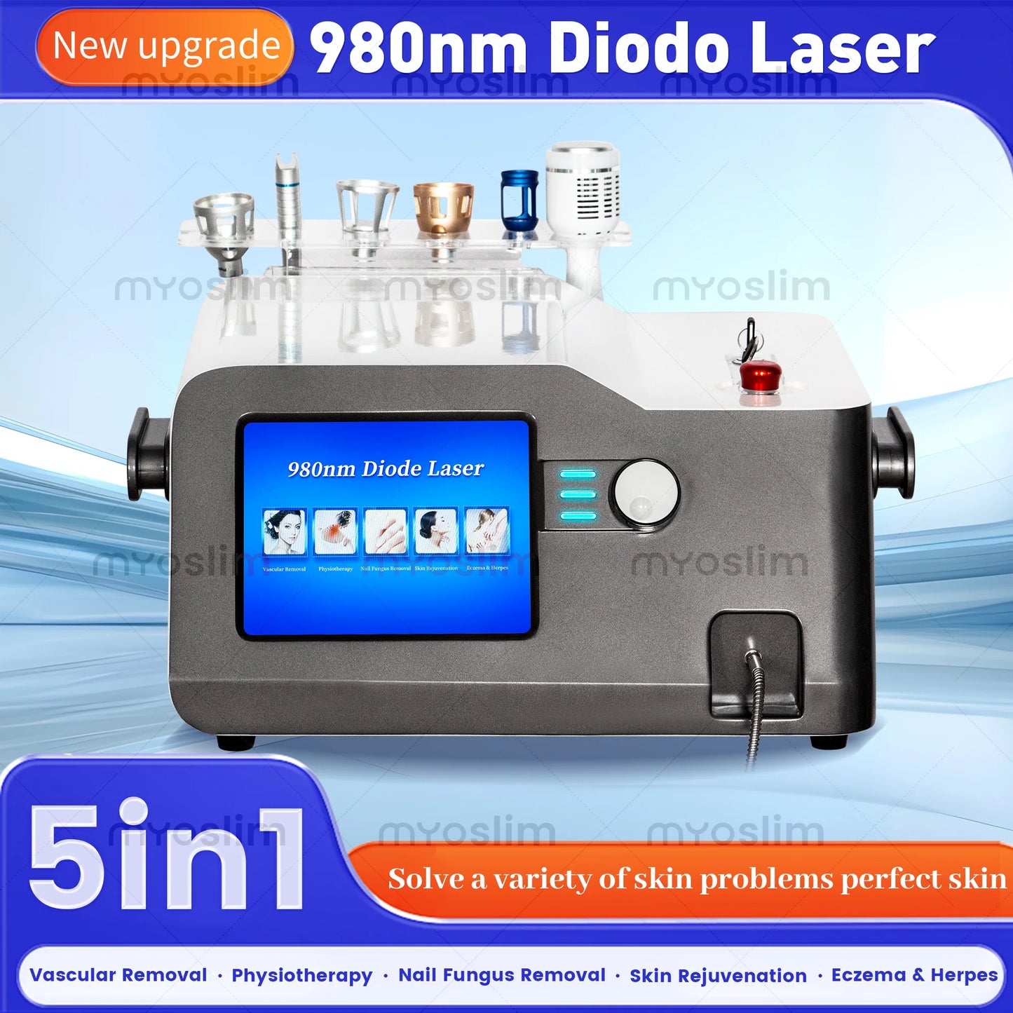 30 W 5in 1 Capillary Removal Machine Professional 980nm Diode Laser Blood Vessel Removal Pink Spider Vein Removal Salon