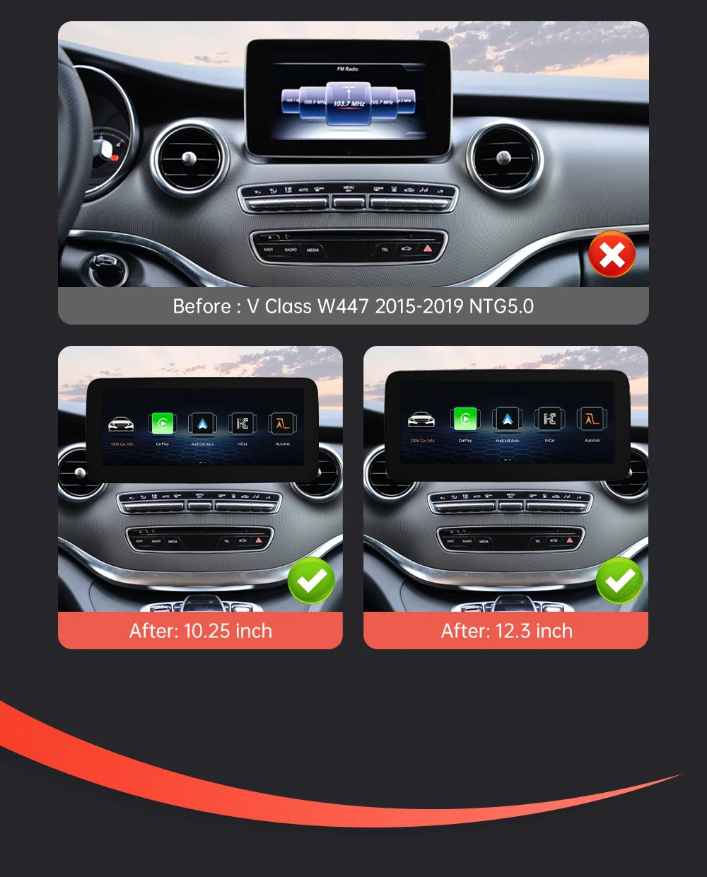 Linux Multimedia Screen Wireless CarPlay Android Auto for Mercedes-Benz W205 W176 GLC A C V Class W447 CLA GLA 2015-2018 NTG5.0