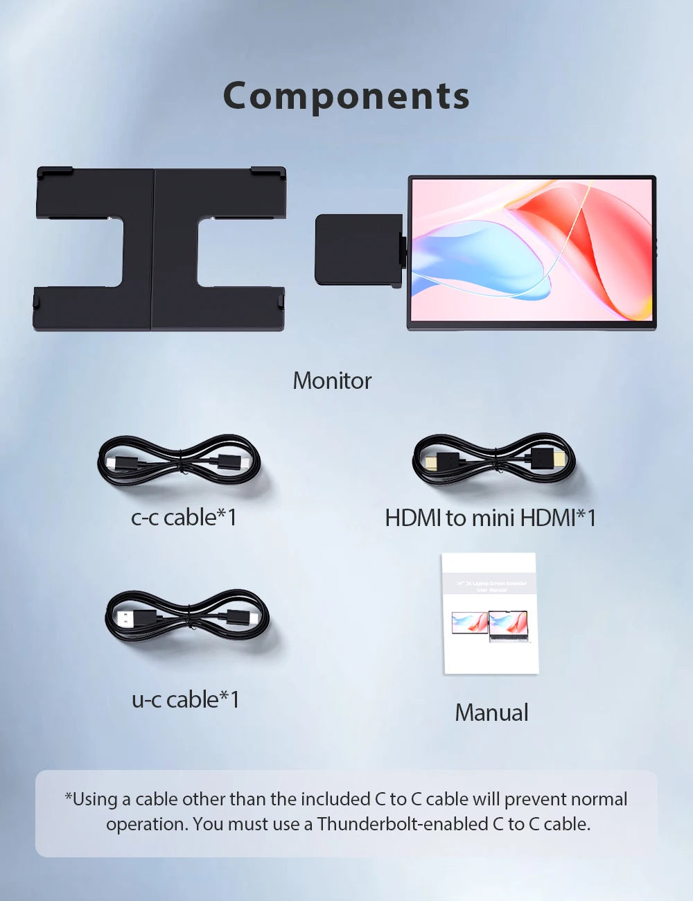 UPERFECT 14" 2K Triple Portable Monitor 2240x1400 QHD IPS Dual Display with Rotation Kickstand Laptop Screen Extender for MacOS