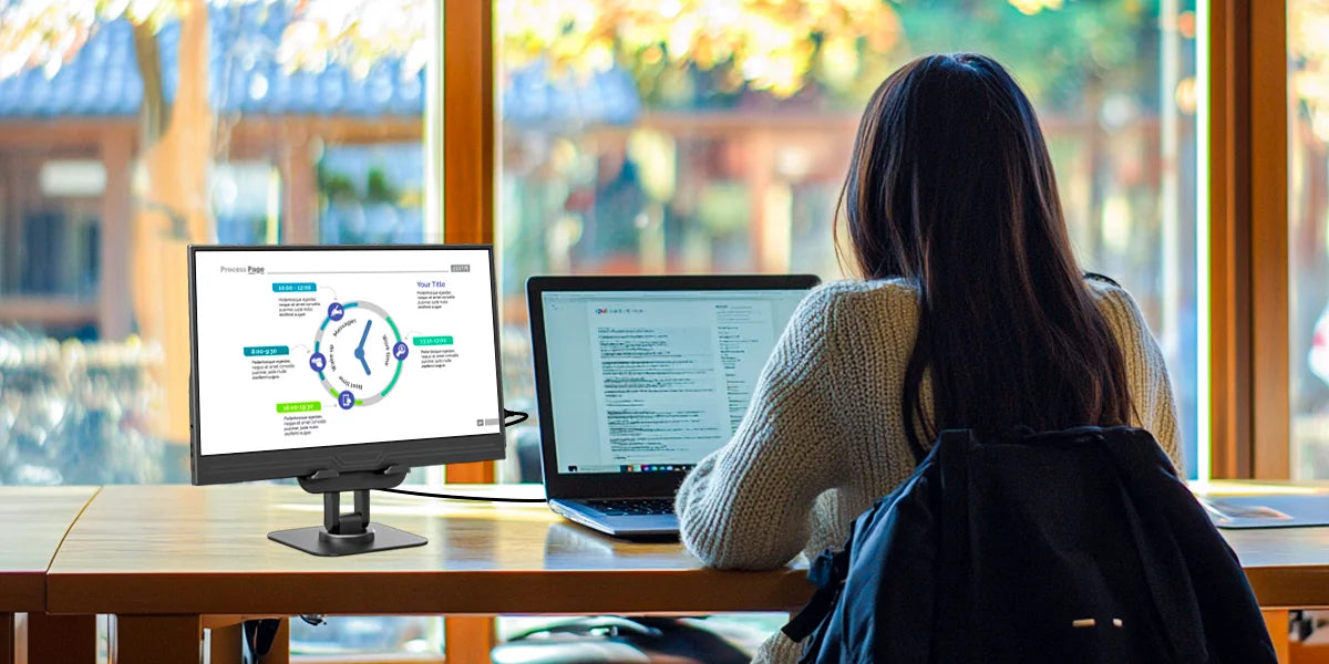 VEOUT 13.3inch Small Portable Monitor for Laptop, IPS 1080P USB HDMI Travel External Second Screen for Mac Phone PS5 Xbox Switch