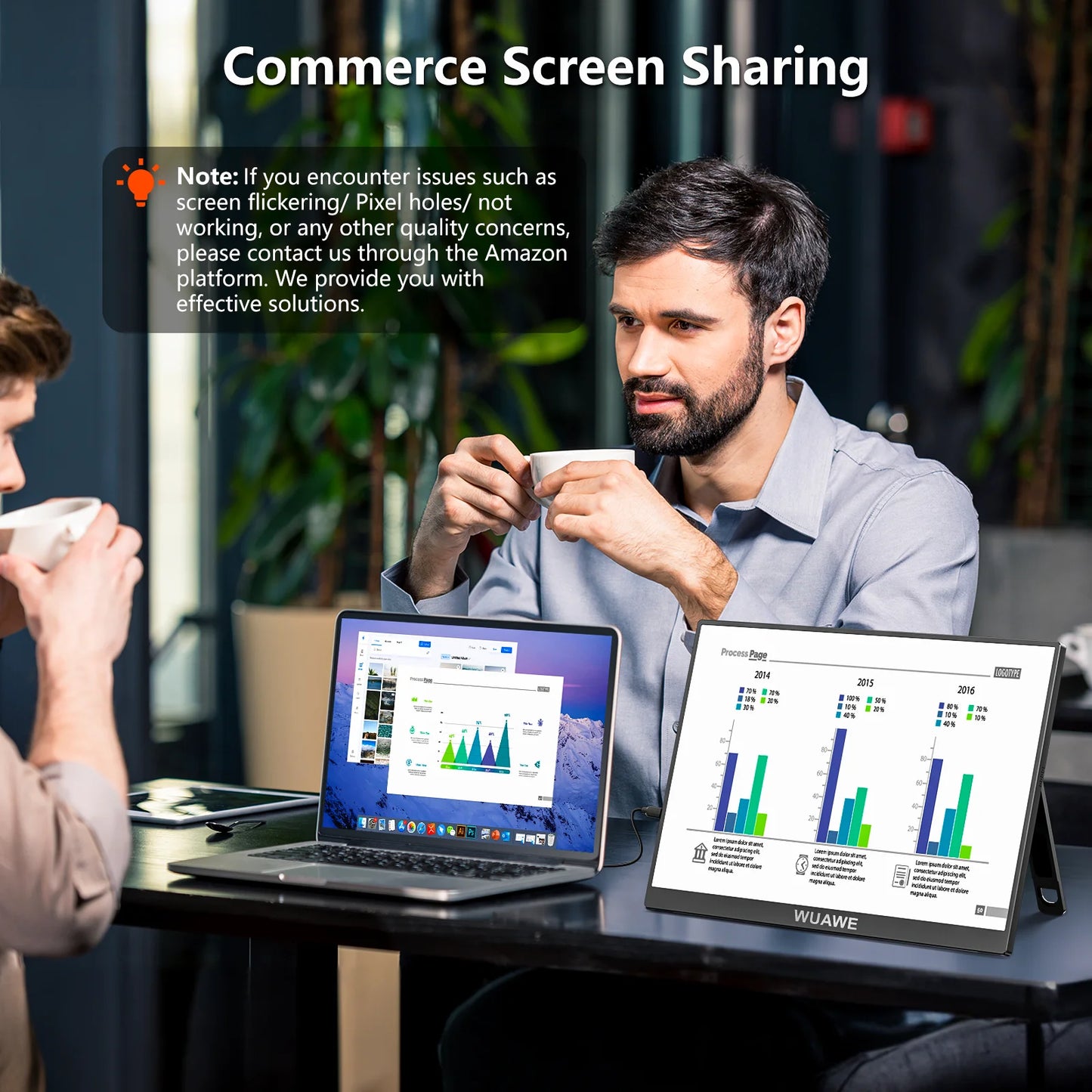 VEOUT Ultra-Portable 16inch 1920x1200 HD Monitor with Built-in Stand, HDR & Freesync, Plug-and-Play Connectivity for Smartphones