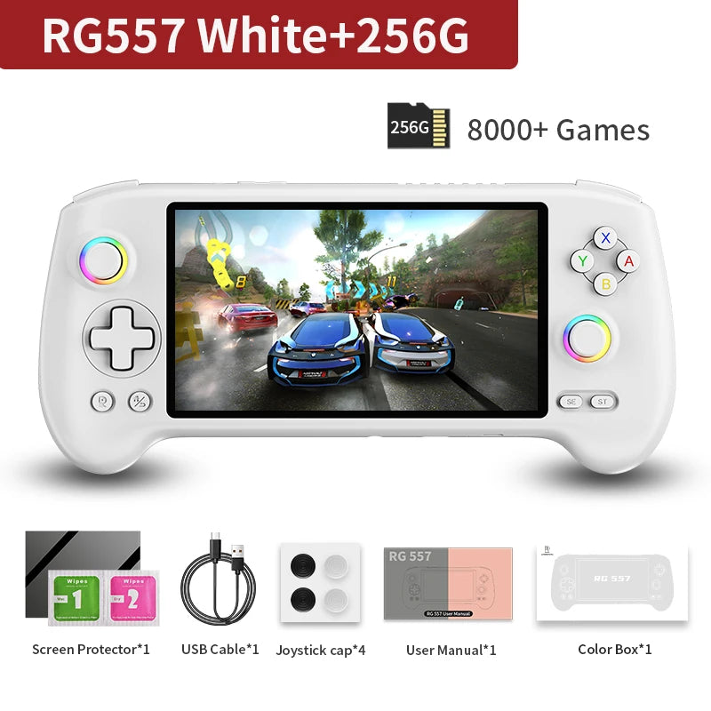 ANBERNIC RG557 Handheld Game Console Dimensity 8300 5.48 inch AMOLED RGB Lighting Retro Video Player Support FOTA WIFI Streaming