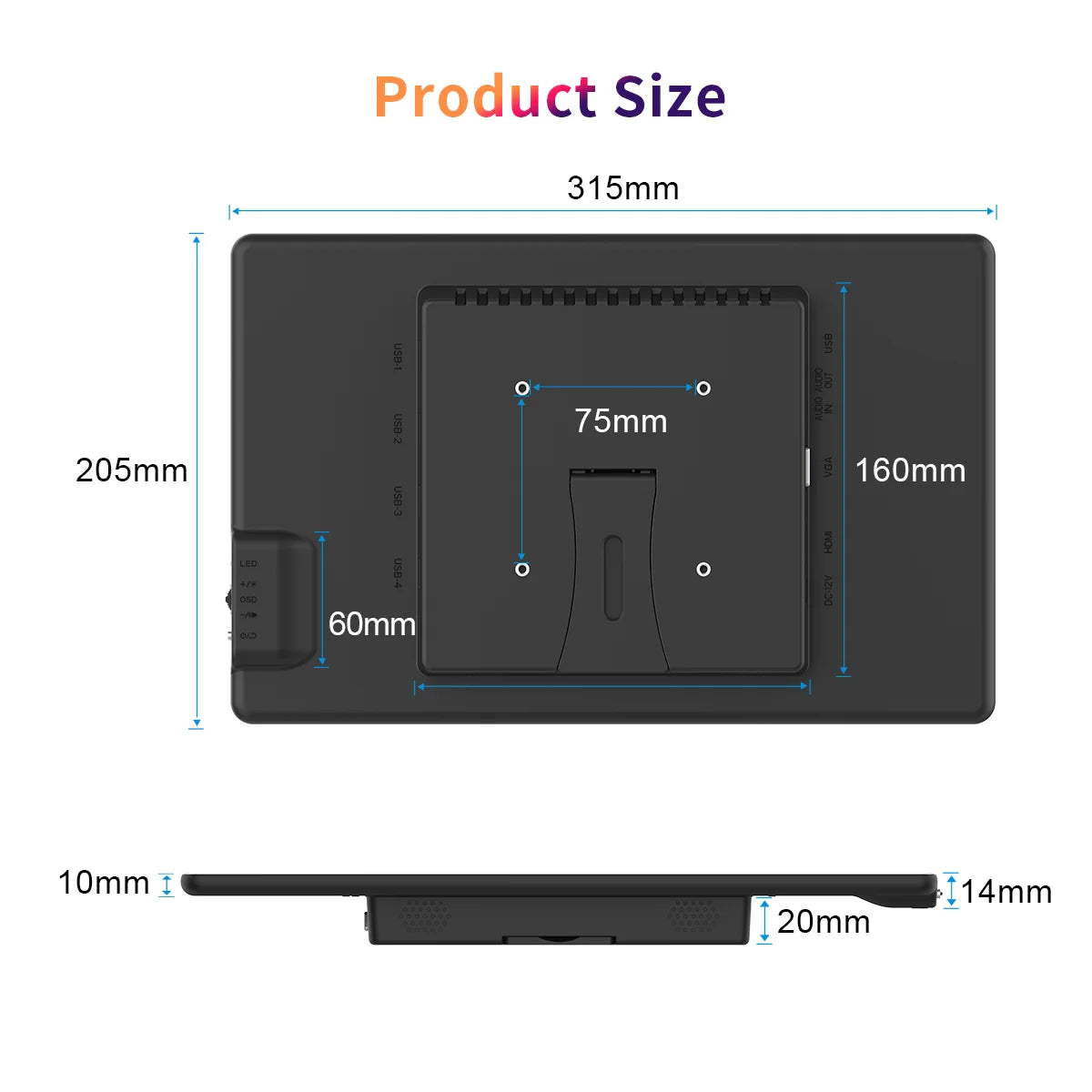 Big Save USA Stock Touchscreen Monitor 13.3“ 60Hz 1920x1080 Gaming LCD Screen HDMI Speaker for Xbox VESA 75*75mm for PC