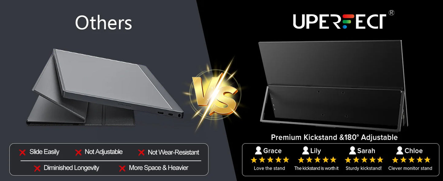 UPERFECT 18.5" Touchscreen Smart Portable Monitor with Metal Frame FreeSync 100%sRGB HDR 120Hz Gaming Screen Extender for Laptop