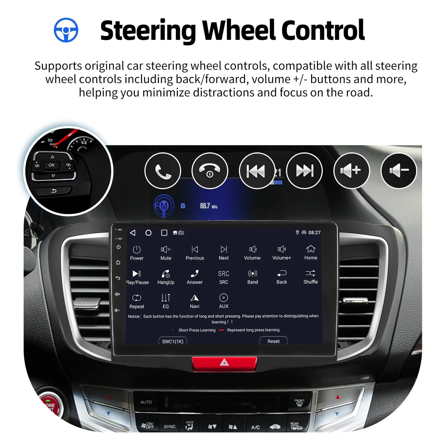 2+32G Apple Carplay For Honda Accord 2014-2017 Android 14 10" Car Stereo GPS Navigation Bluetooth FM/RDS Radio IPS Touch Screen