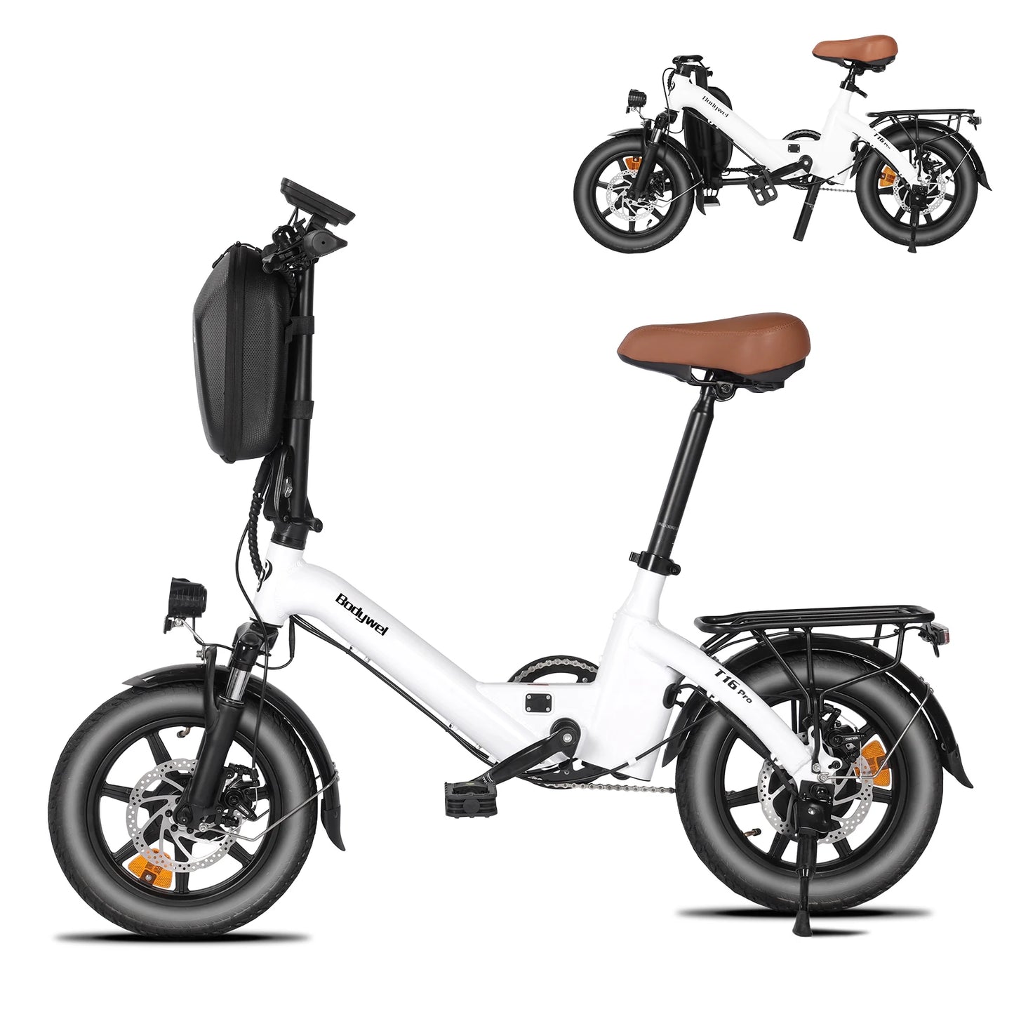 Bodywel T16PRO 14" Foldable Electric Bike 250W 36V 7.8Ah Lithium Battery Adults City E-Bike with LCD Display, Dual Disc Brakes