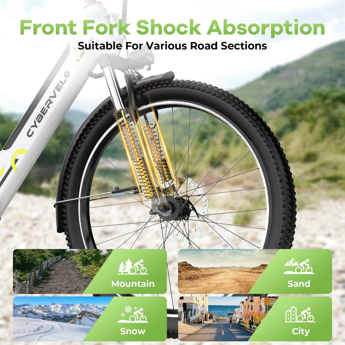48V 1000W Motor Removable Battery E-Bike, High speed, Max Range 60+ Miles, 26 inch Electric bike