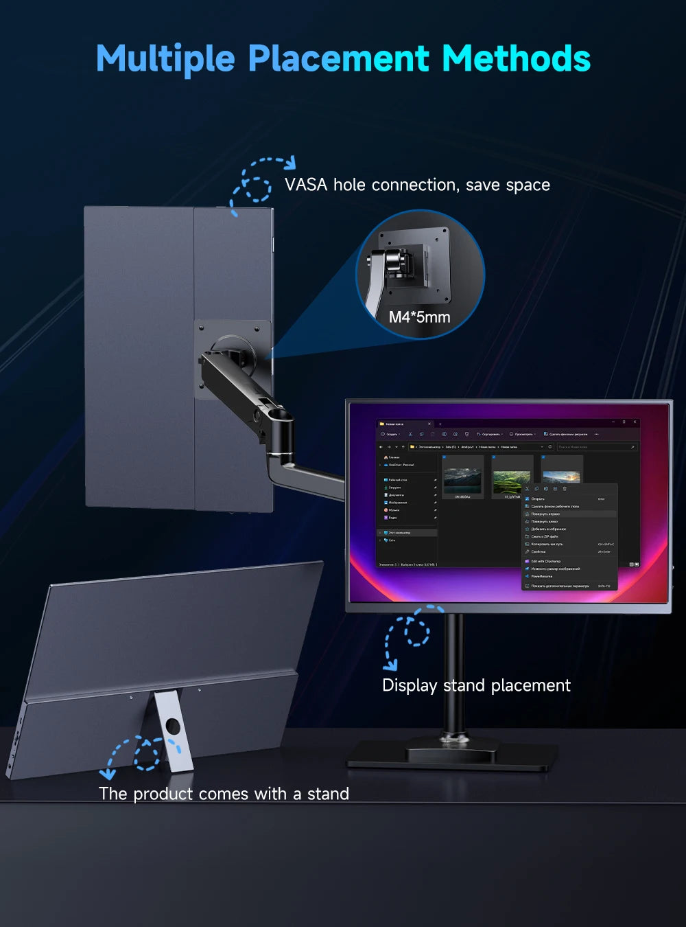 UPERFECT 4K Portable Monitor 13.4" 3840 * 2400 IPS HDMI USB C Computer Gaming Display Extenal Screen For Laptop PC Phone Switch