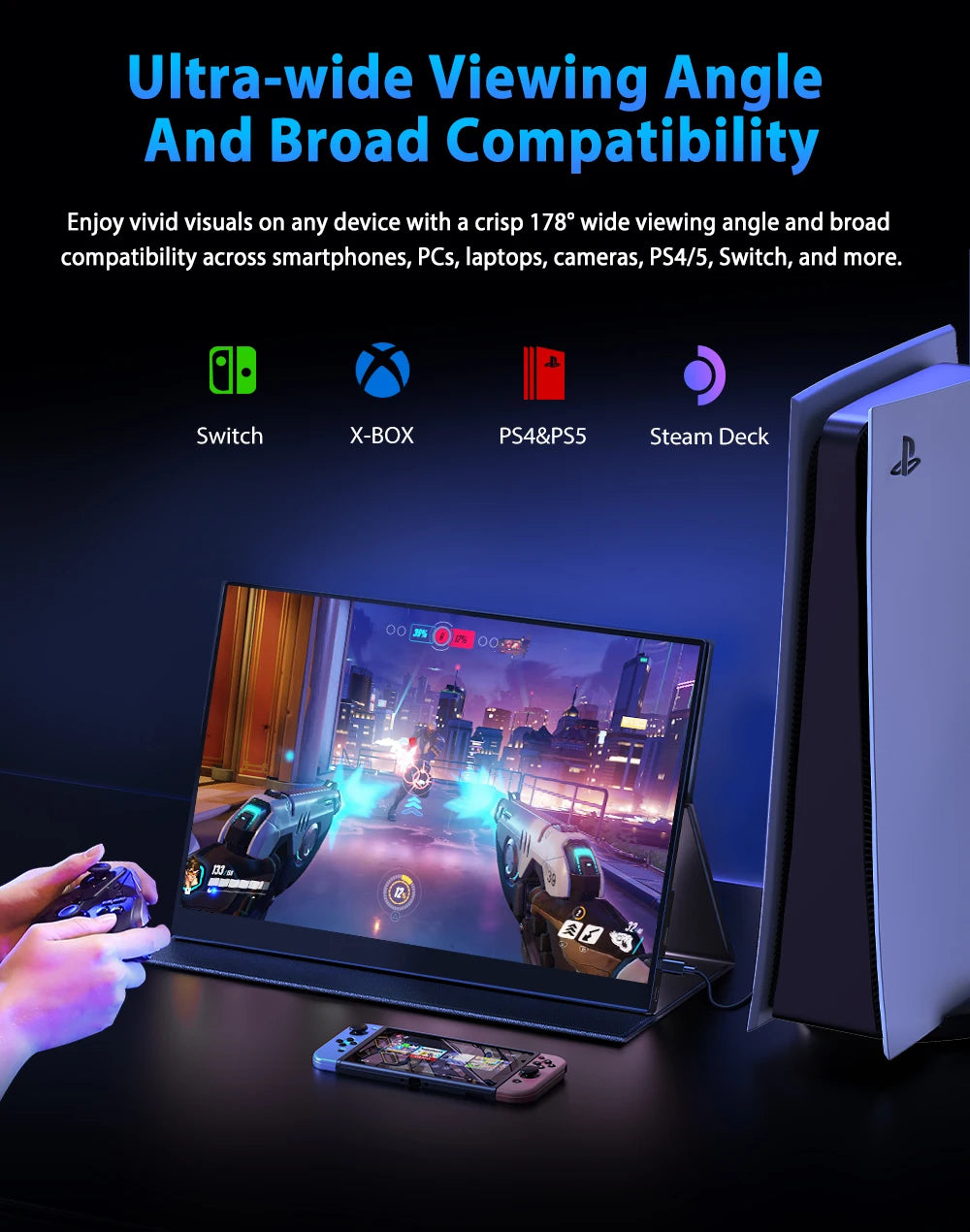 UPERFECT QLED 2.5K Portable Monitor Upgraded 16" 8 Bits Matte IPS HDR Eye Care Screen Gaming Laptop Display w/ HDMI Type-C VESA