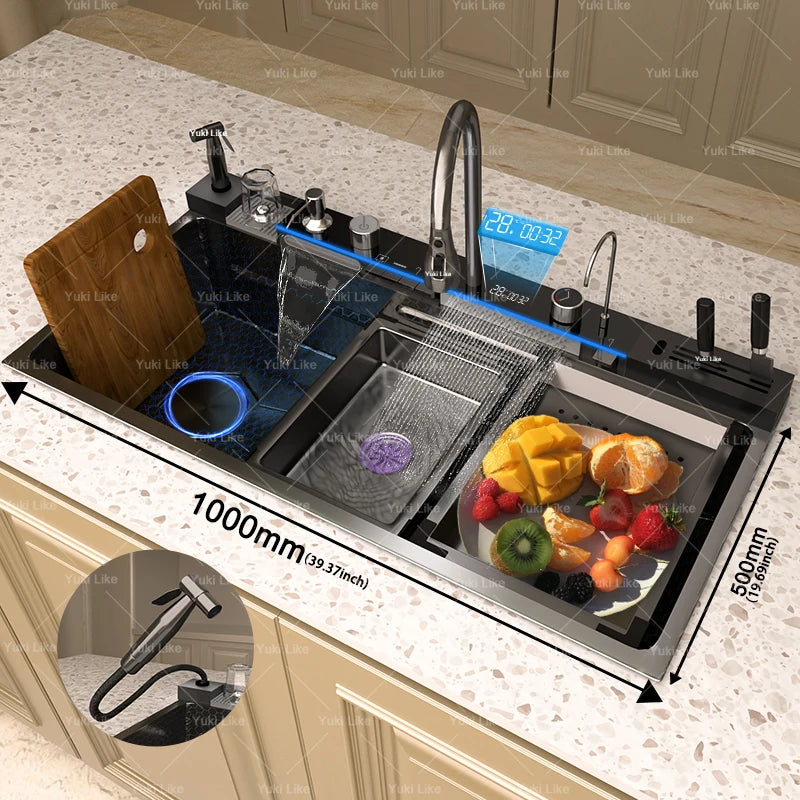 Stainless Steel kitchen Sinks Dishwashing and Vegetable Slot Multifunctional Household Basin Large Single Sink