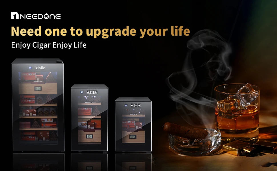 NEEDONE 48L Capacity Cigar Humidor with Heating & Cooling Temperature Control System Quiet Thermostatic Electric Cabinet Cooler