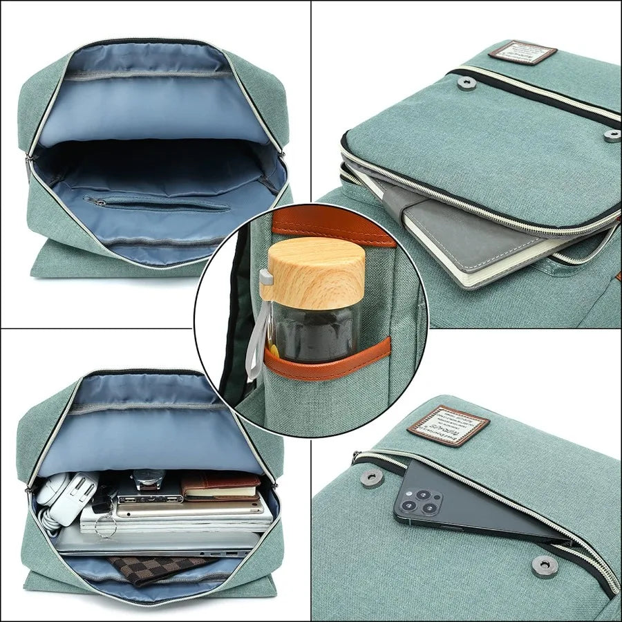 Laptop Backpack for Men Women 15.6Inch Green