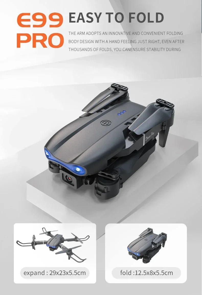 E99/E88 4K Professional RC Drone Wide HD Camera WIFI FPV Real Time Transmission One Key Start Ideal Gift Toy for Adults and Kids