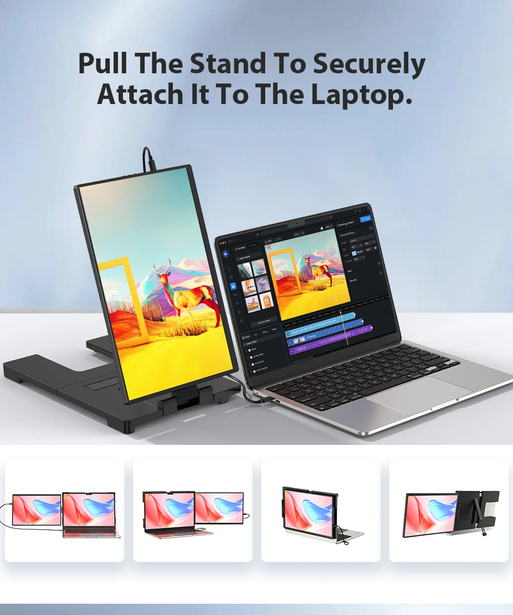 EVICIV Portable Monitor for Laptop 14 Inch 2K QHD Detachable Dual Triple Screen Extender Compatible Windows/Mac/Chrome Linux