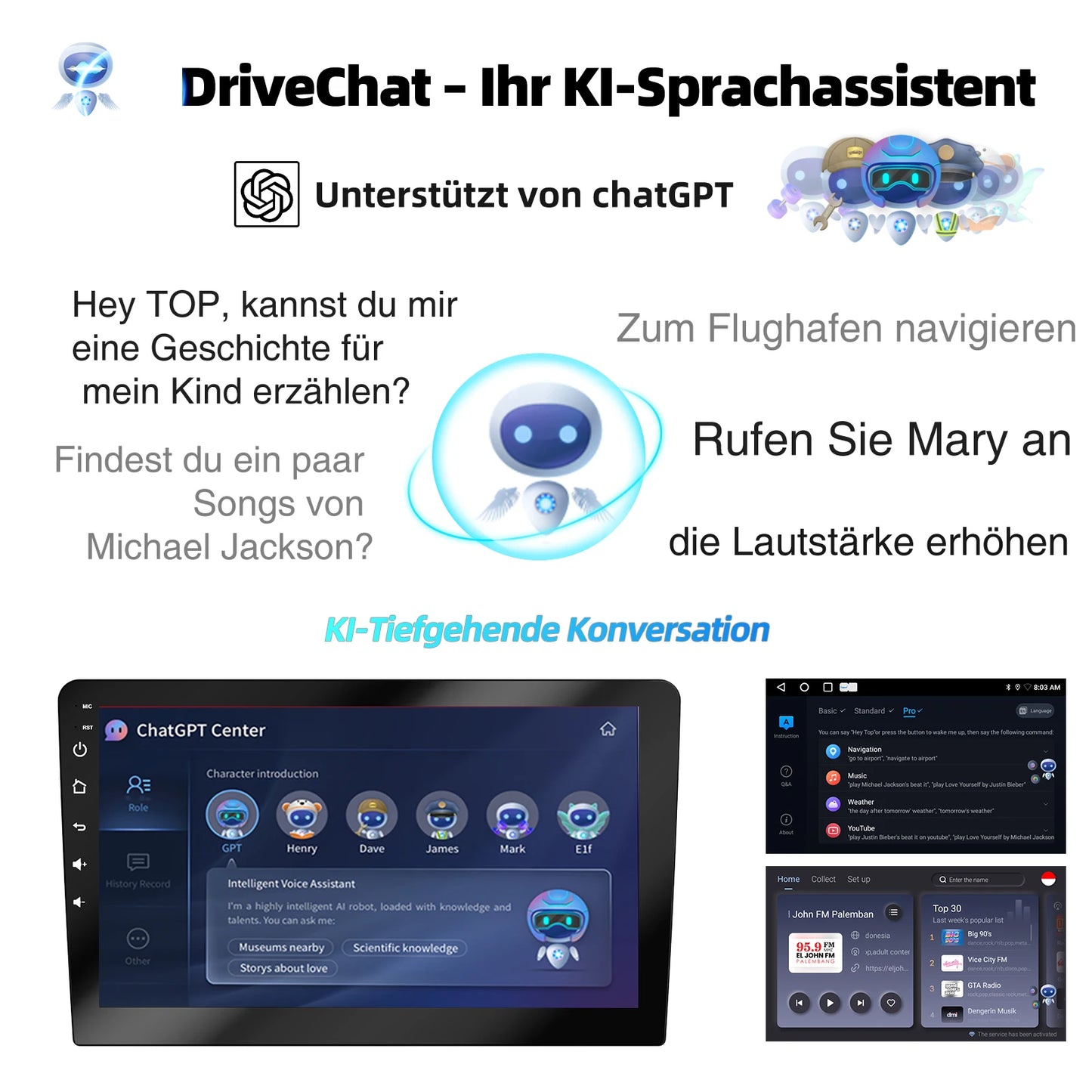 ESSGOO 7"/9"/10“ 2 DIN Android 14 4+64G Car Stereo Carplay Android Auto GPS Navi Bluetooth FM RDS Radio WIFI Touchscreen ChatGPT